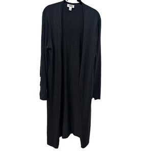 Y2K Talbots Silk Cashmere Blend Duster Cardigan M Open Front Gray Quiet Luxury